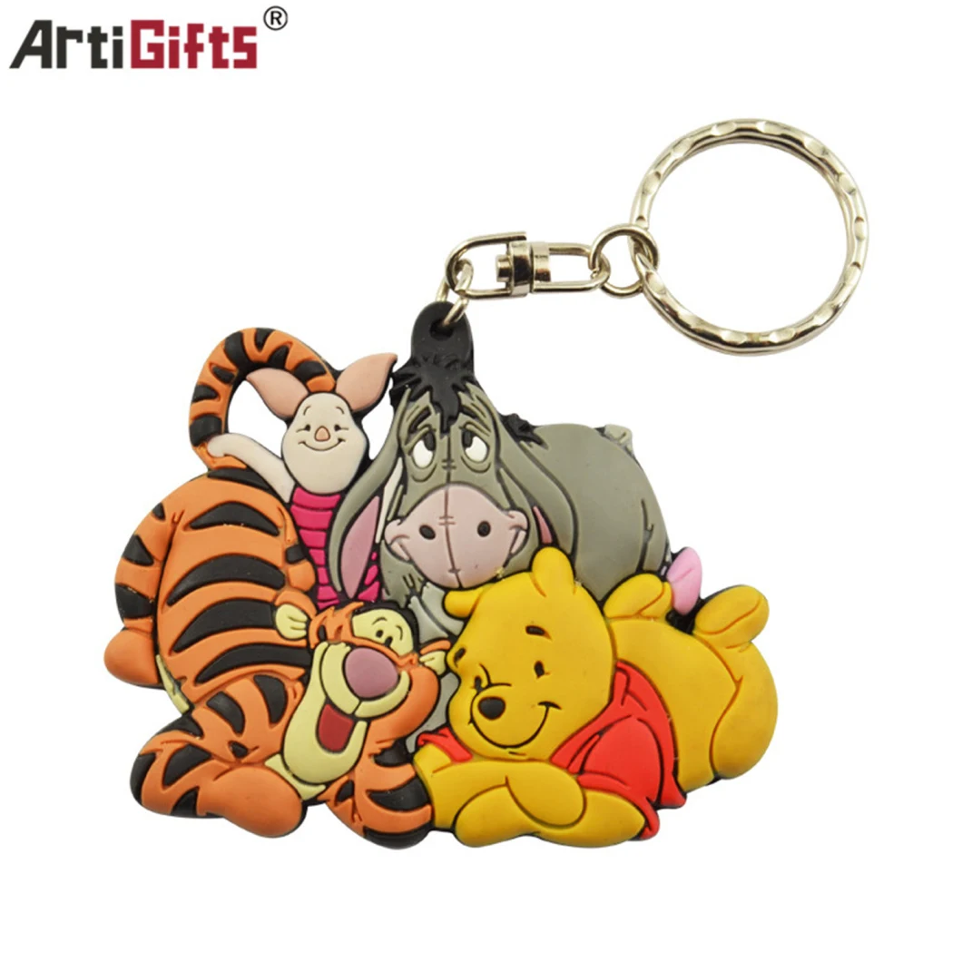 Promotional Souvenir Gifts Plastic Rubber PVC Disney Logo Car Keychain